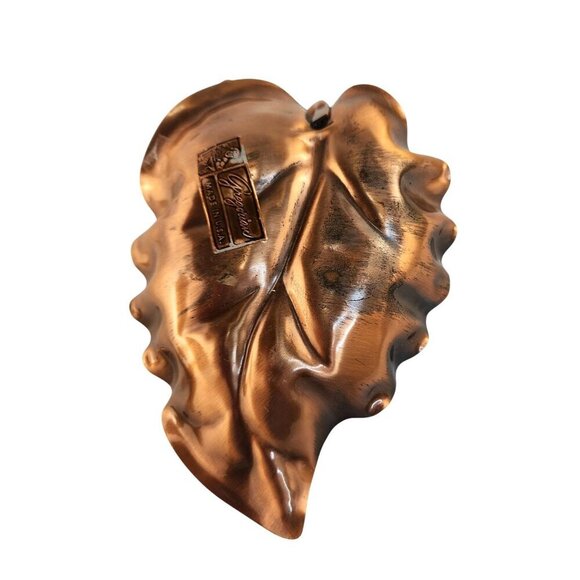 Vintage Gregoryian Copper Leaf-Shaped Dish With Handle Made In U.S.A. Decorative - Picture 3 of 8